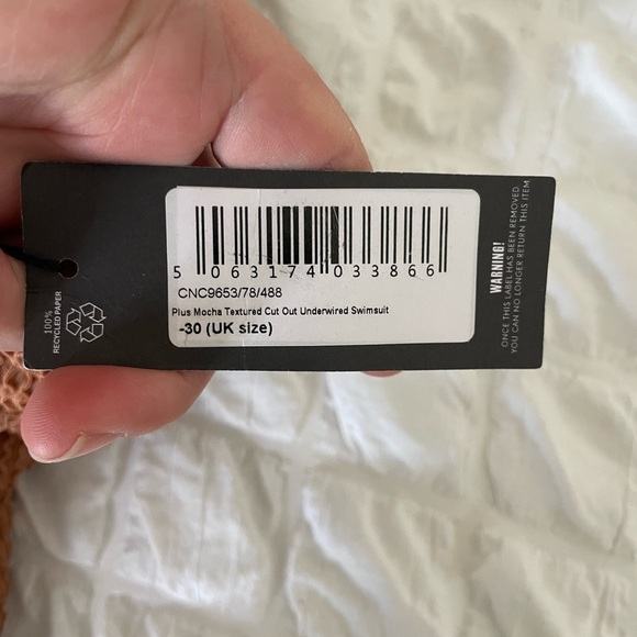 Prettylittlething plus mocha textured cutout swimsuit - Picture 7 of 11